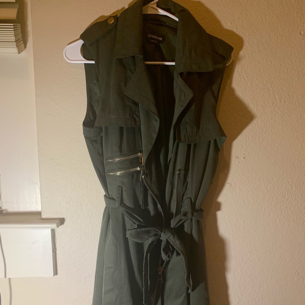 Bebe Sleeveless Tapered Trench Coat Vest